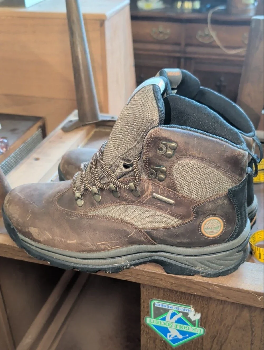 Men's Timberland Brown/Green Boots - Rugged Outdoor Work Shoe